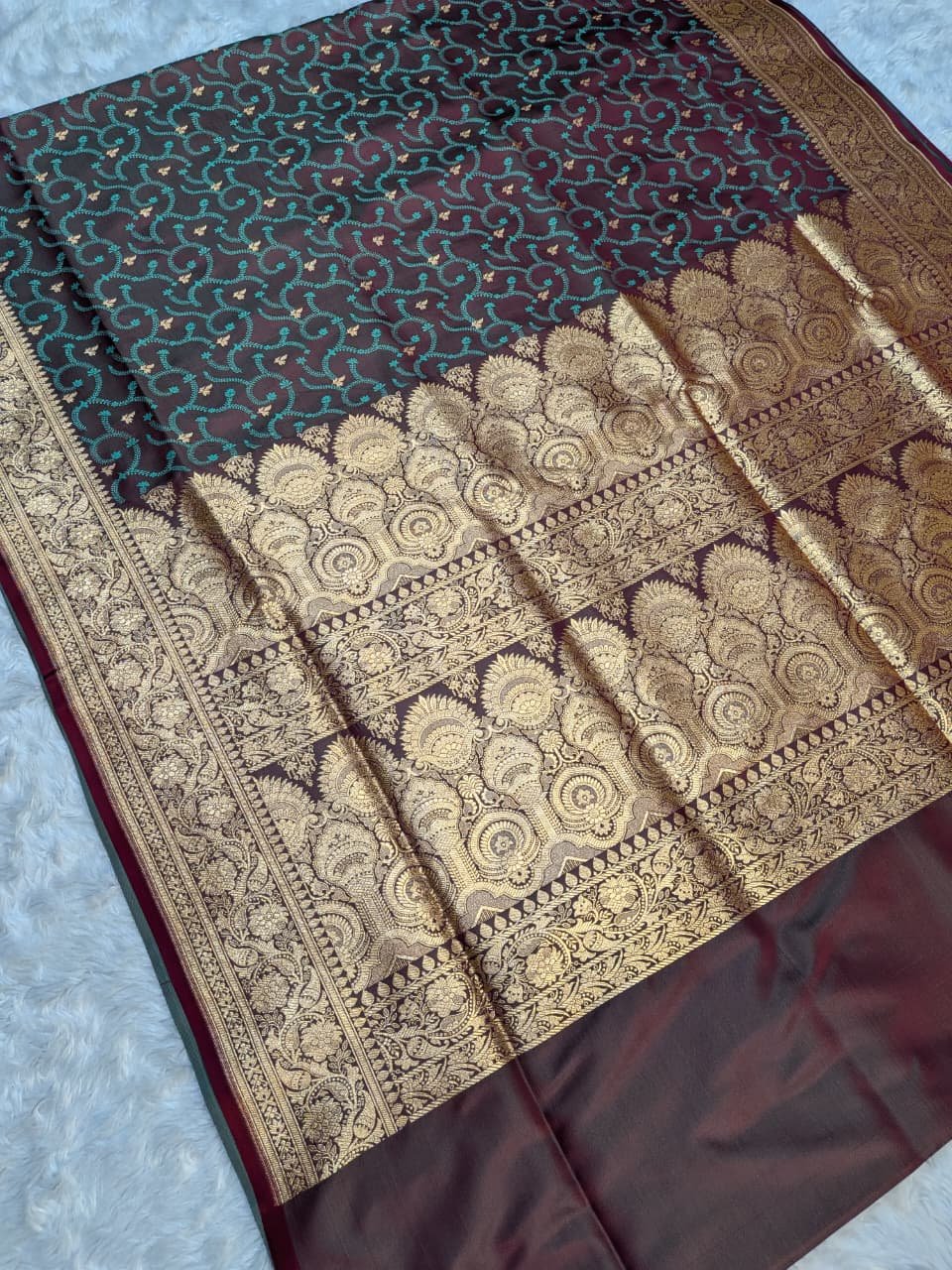 Katan 80/20 Zari Border Anchal Tanchui Saree - Image 2