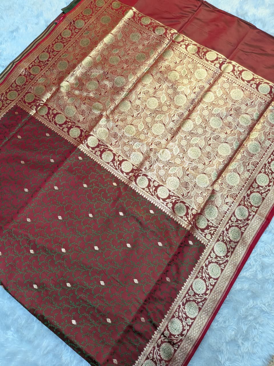 Katan 80/20 Zari Border Anchal Tanchui Saree - Image 3