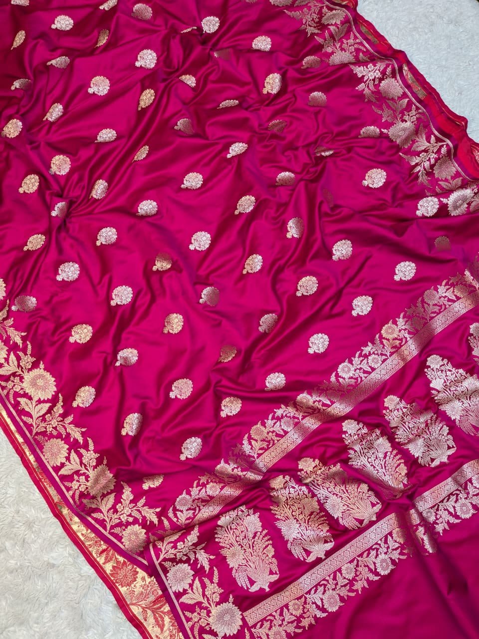 Mashru Silk Open Border Buta Anchal Buti Design Saree - Image 2