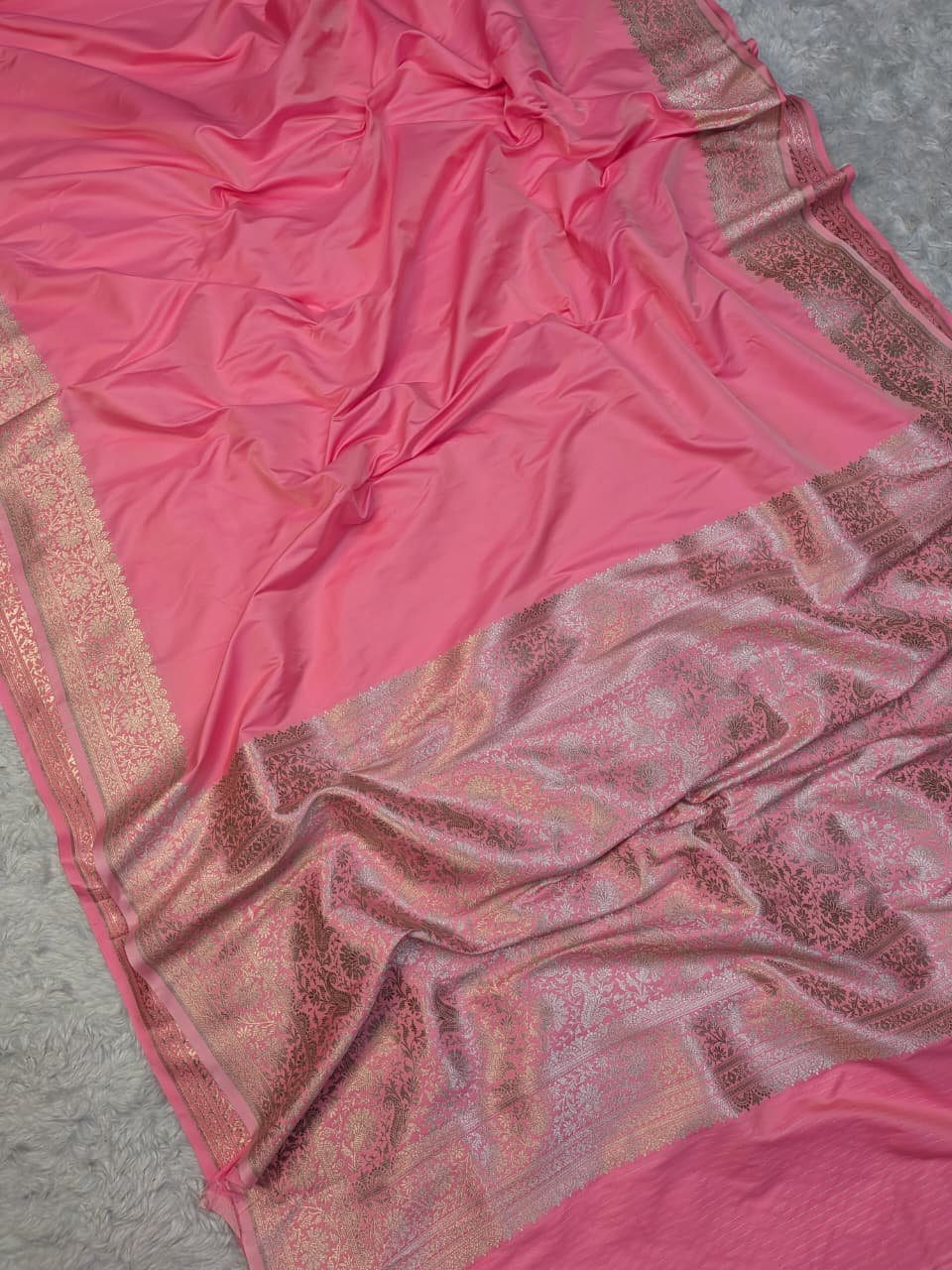 Mashru Silk Body Plain Blouse Design Saree