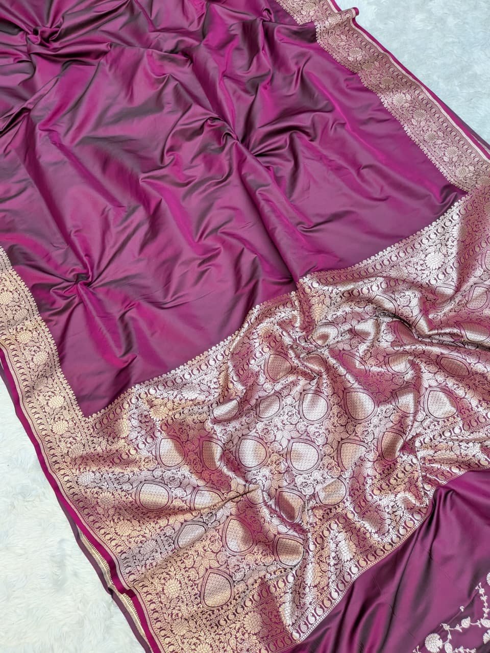Mashru Silk Body Plain Blouse Design Saree