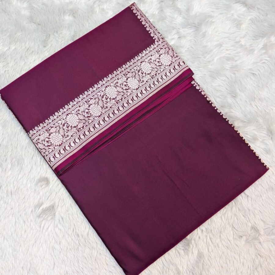 Mashru Silk Body Plain Blouse Design Saree