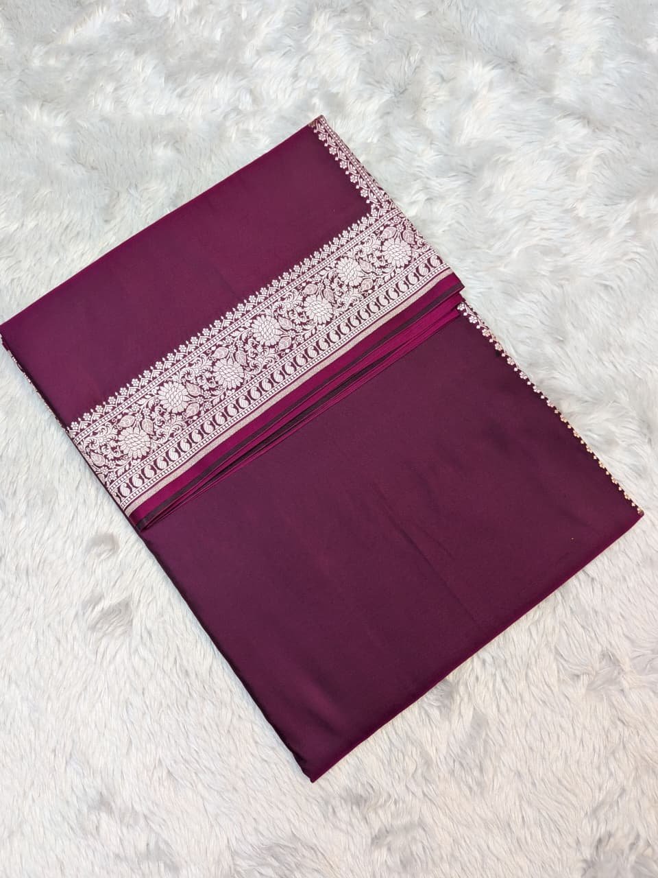 Mashru Silk Body Plain Blouse Design Saree