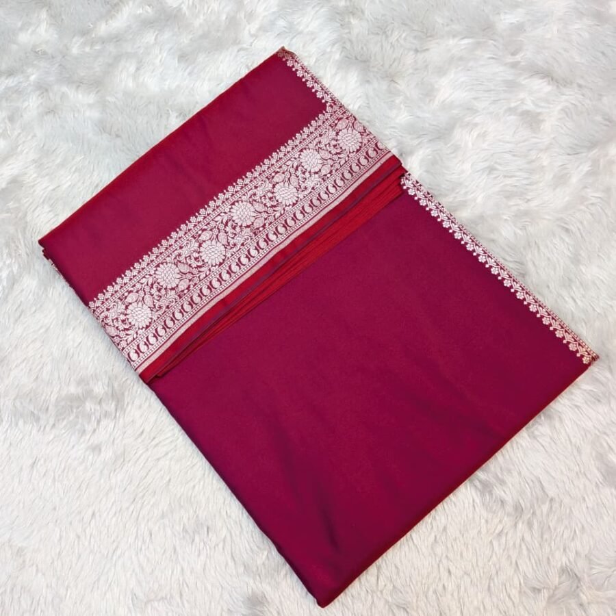 Mashru Silk Body Plain Blouse Design Saree