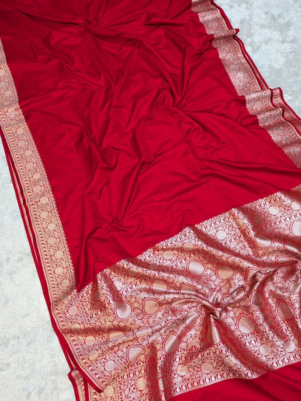 Mashru Silk Body Plain Blouse Design Saree