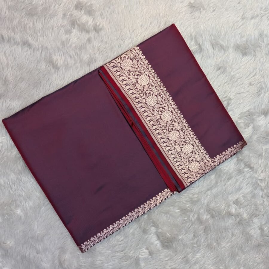 Mashru Silk Body Plain Blouse Design Saree
