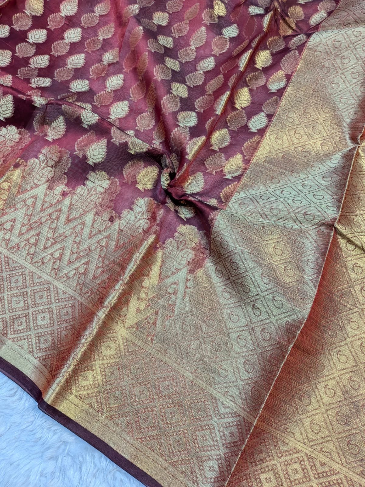 Pure Organza Patli Design Saree - Image 4