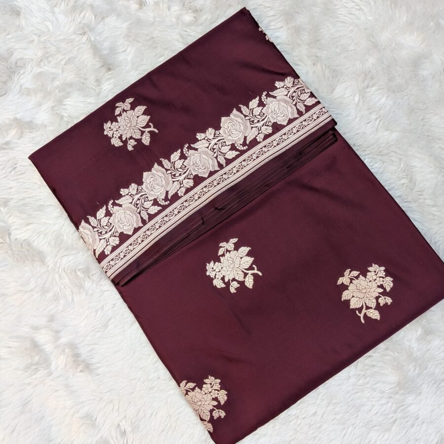 Mashru Silk Open Border Floral Buta Saree