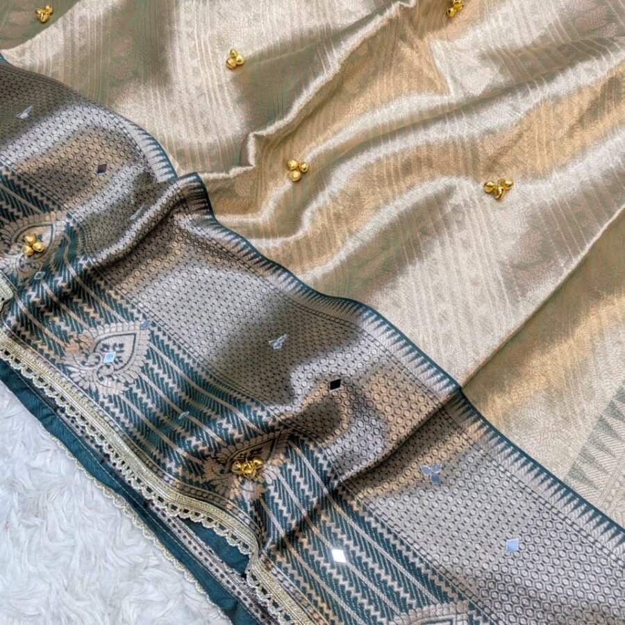 Banarasi Premium Tissue Brocade - Ghungroo & Mirror Saree